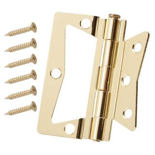 2-Pack 3 in. Satin Brass Non-Mortise Surface Mount Door Hinges | The Home Depot