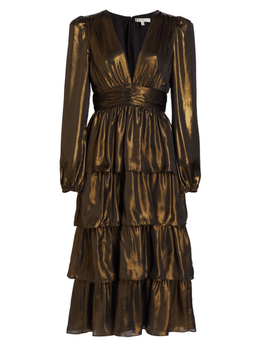 Wayf Metallic Tiered Midi-Dress | Saks Fifth Avenue