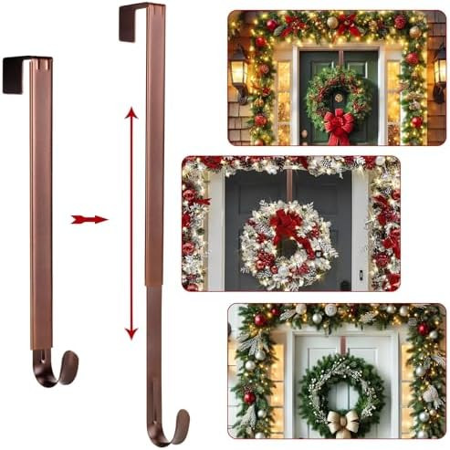 Wreath Door Hanger,Easter Decorations Wreath Hangers for Front Door, Adjustable Over the Door Hoo... | Amazon (US)