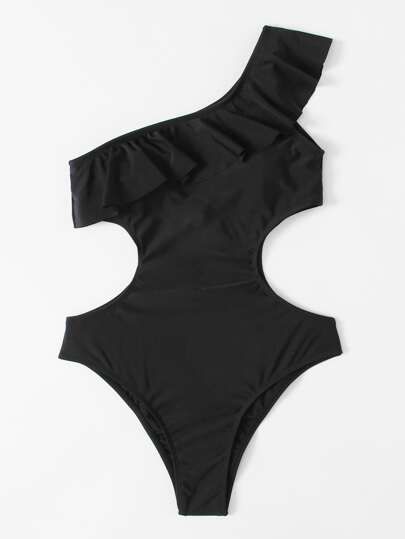 One Shoulder Cut Out Swimsuit | SHEIN