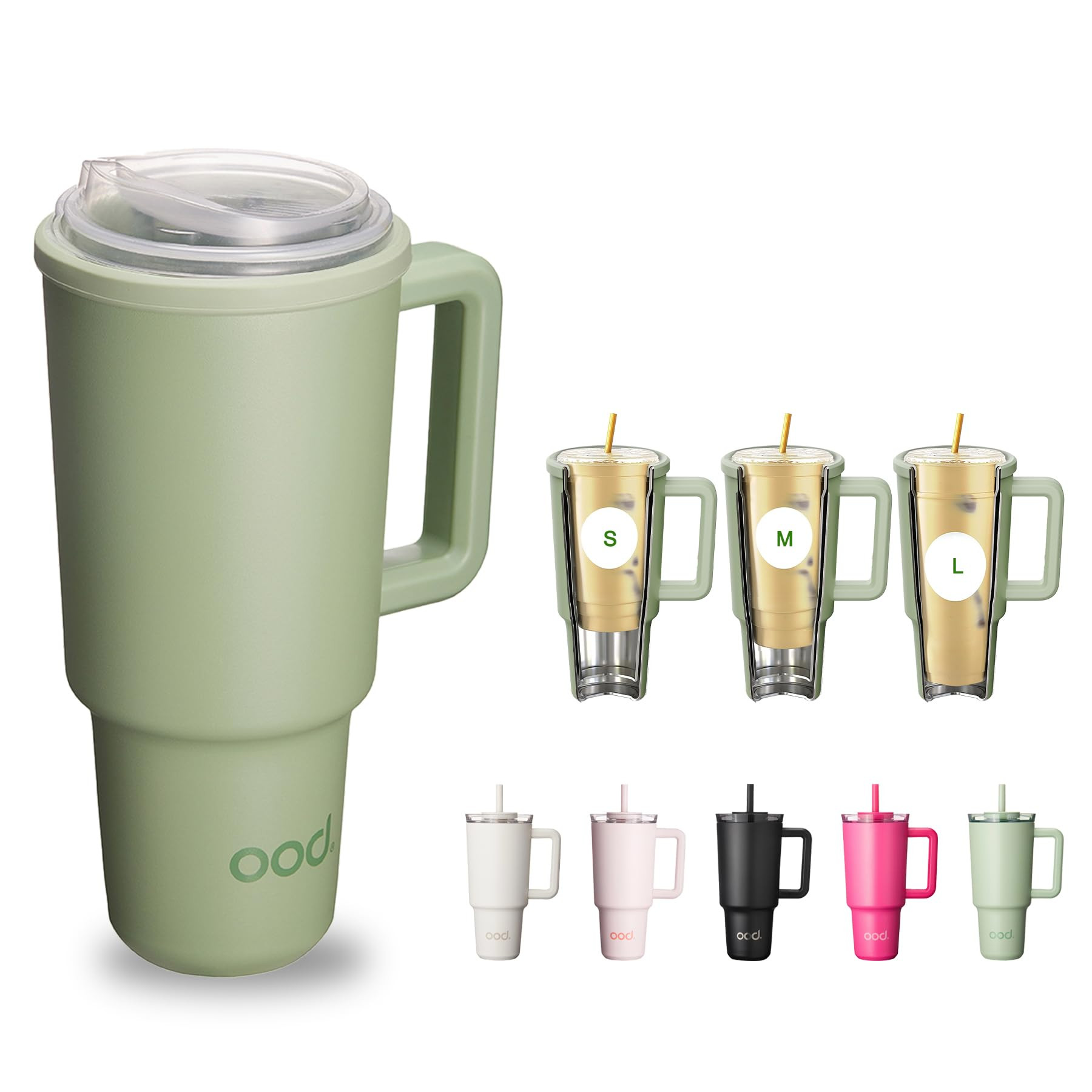 OOD OniVerso 40 oz Stainless Steel Insulated Tumbler with Handle and Straw, Iced Coffee Cup Holde... | Amazon (US)