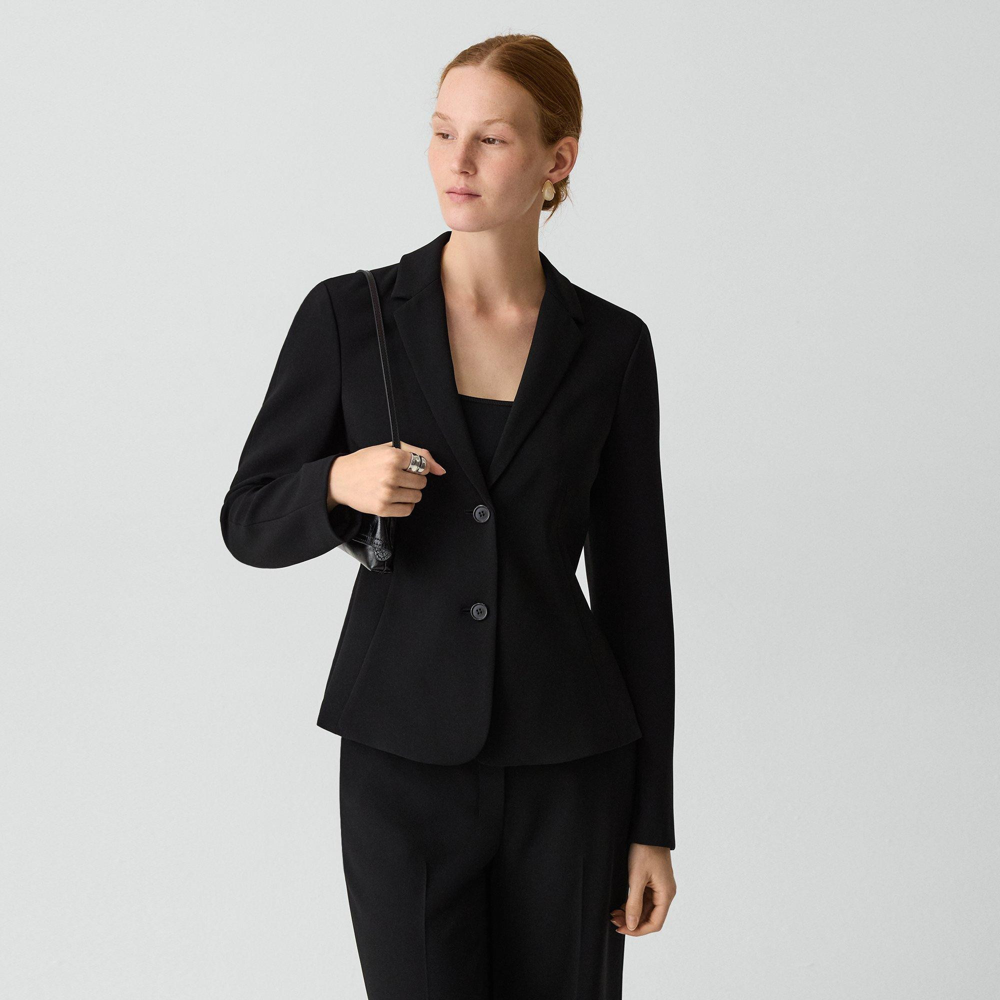 Fitted Blazer in Admiral Crepe | Theory