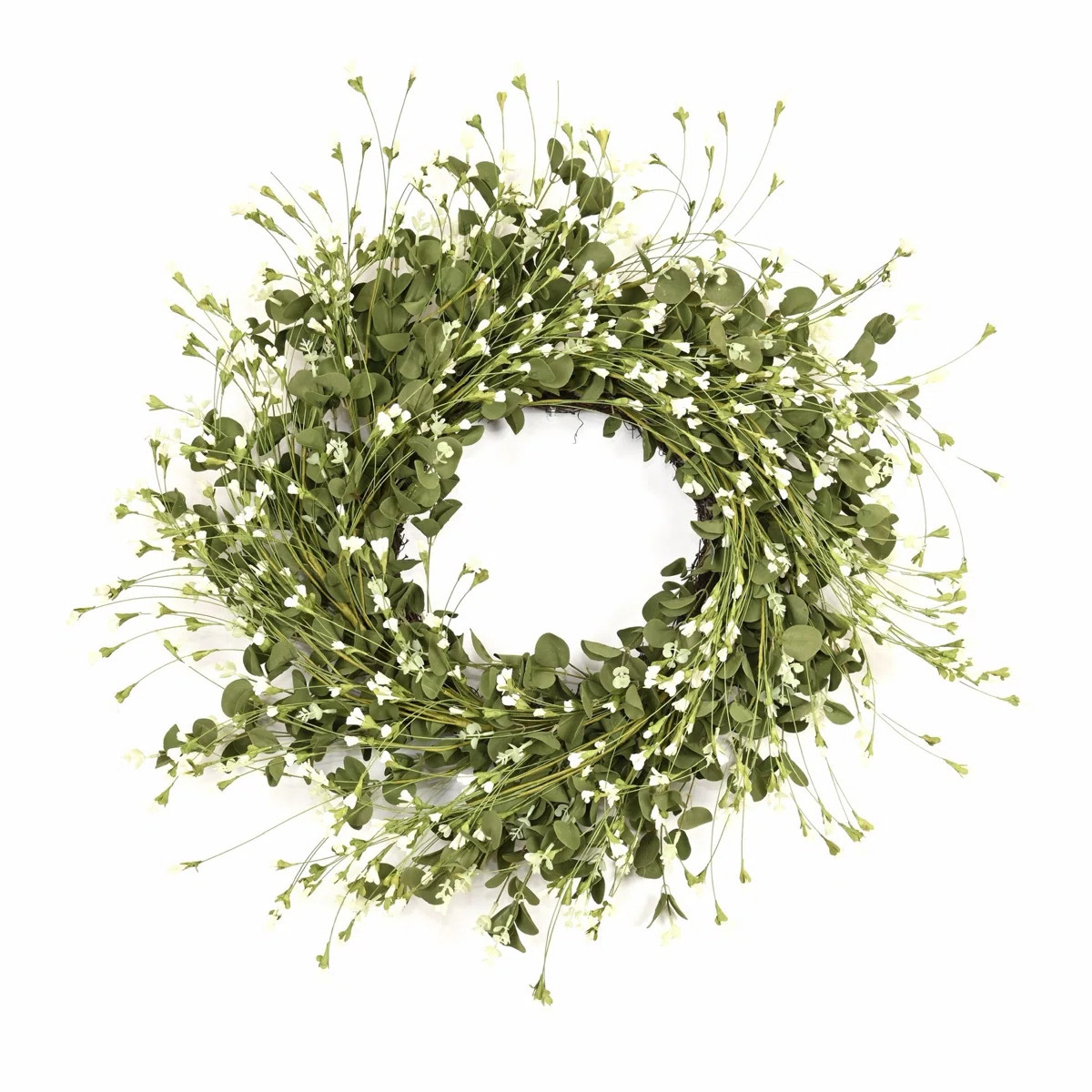 26" Artificial Farmhouse Blossom Cluster Greenery Eucalyptus Spring Summer Wildflower Floral Wrea... | Wayfair North America