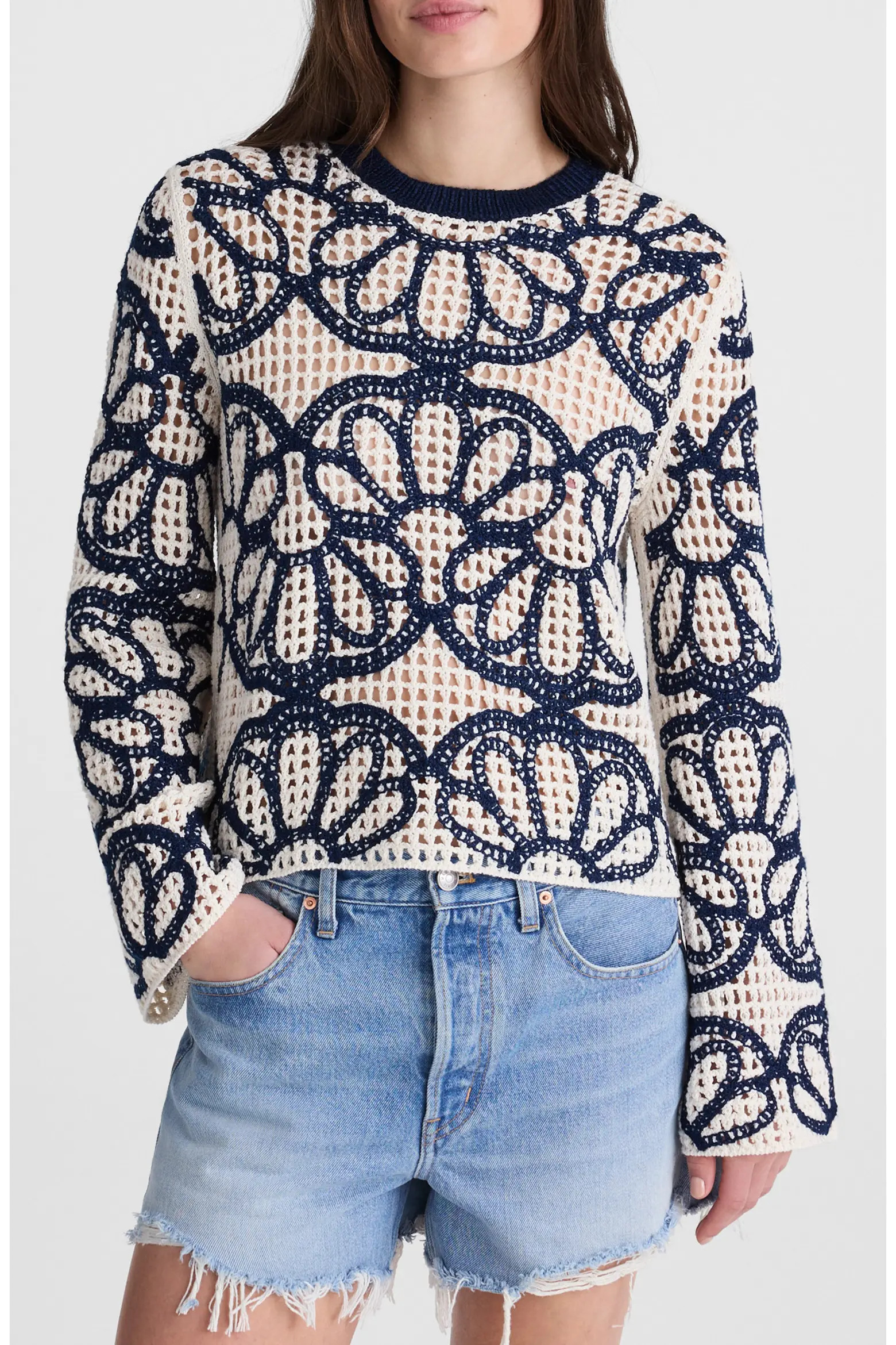 Rhoda Floral Embroidered Open Stitch Sweater (Women) | Nordstrom | Nordstrom