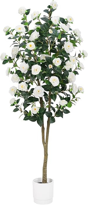 Artificial Camellia Tree 6FT– Faux Plants Indoor, with Easy Assembly, Low Maintenance, Ideal fo... | Amazon (US)