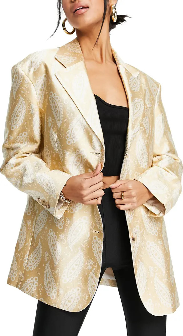 Paisley Jacquard Cotton & Linen Blend Blazer | Nordstrom