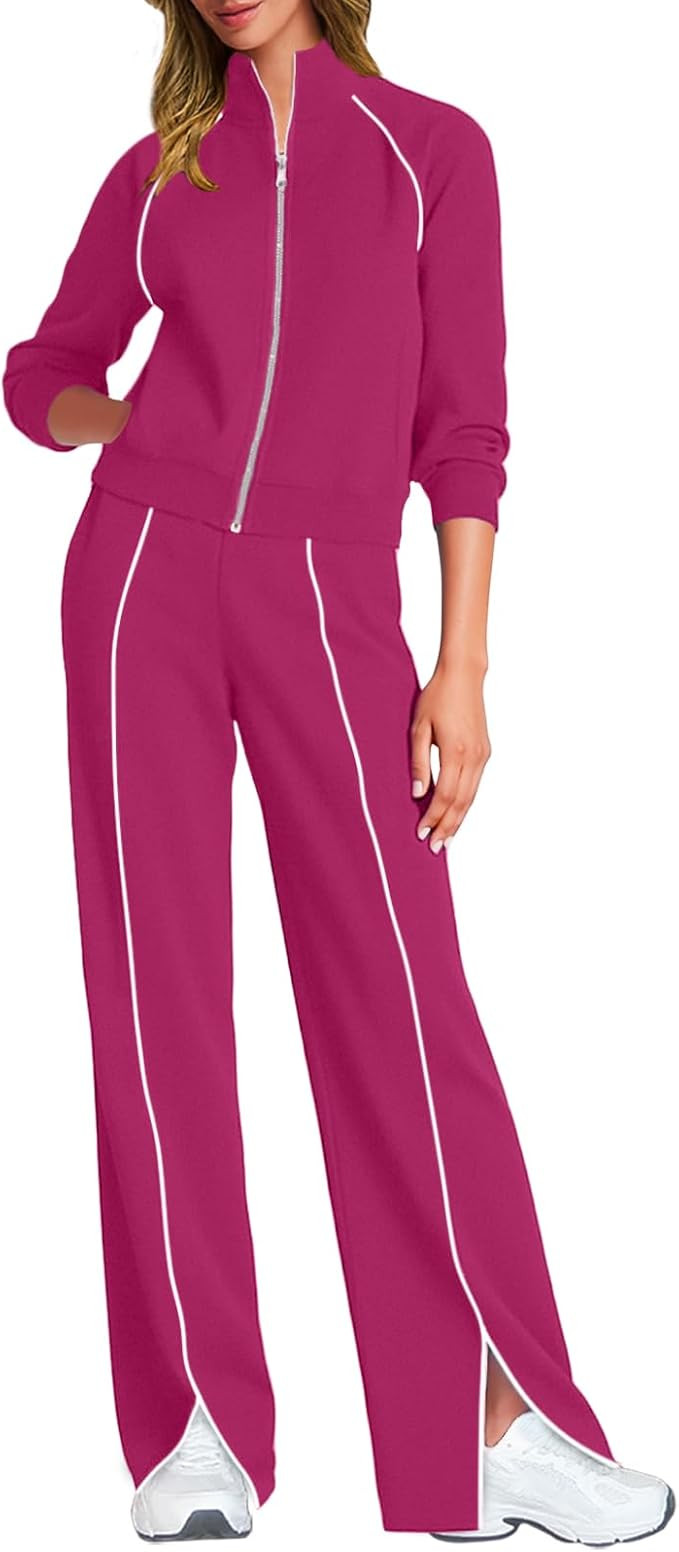 UNIANKIYA Womens Two Piece Sets Lounge Matching Set Casual Long Sleeve Sweatshirt with Wide Leg P... | Amazon (US)