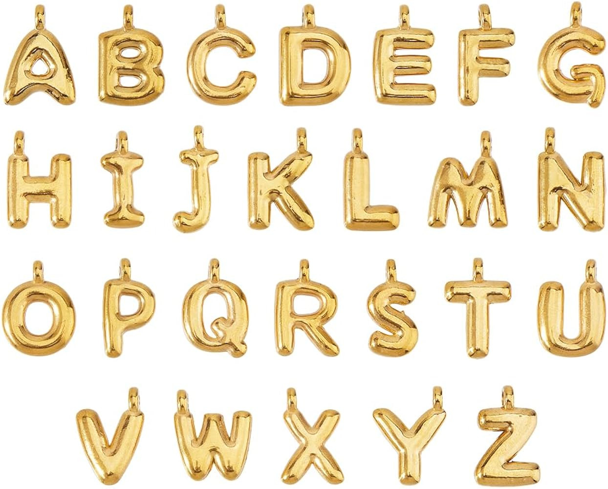 DICOSMETIC 26Pcs 18K Gold Plated A-Z Alphabet Letter Charms Stainless Steel Alphabet Charms Initi... | Amazon (US)