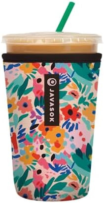 Sok It JavaSok Iced Coffee & Cold Soda Insulated Neoprene Cup Sleeve (Abstract Floral, Medium: 22... | Amazon (US)