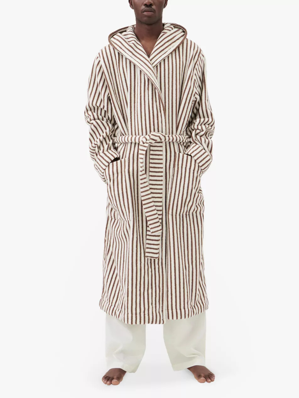 Hooded striped organic-cotton robe | Selfridges
