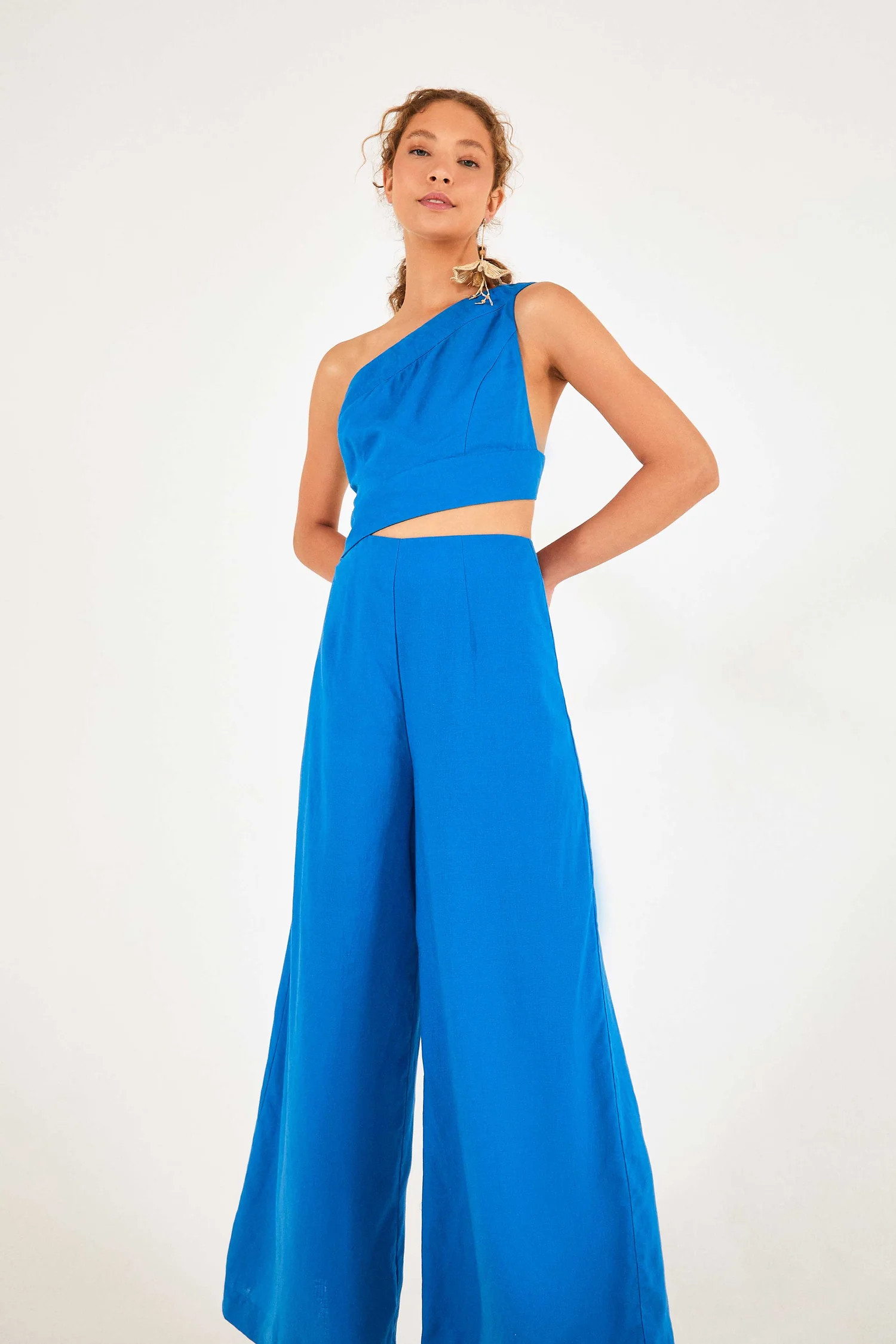 Blue One Shoulder Jumpsuit | FarmRio (US)