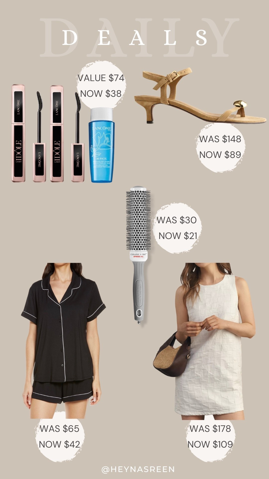 Daily deals on Lancôme lash idole mascara & remover set, Madewell heels, Anthropologie dress, Ulta thermal brush, Nordstrom Moonlight Eco pajamas