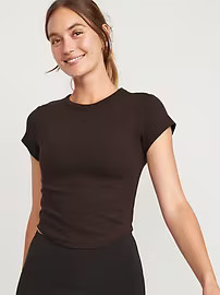 Short-Sleeve UltraLite Cropped Rib-Knit T-Shirt for Women | Old Navy (US)