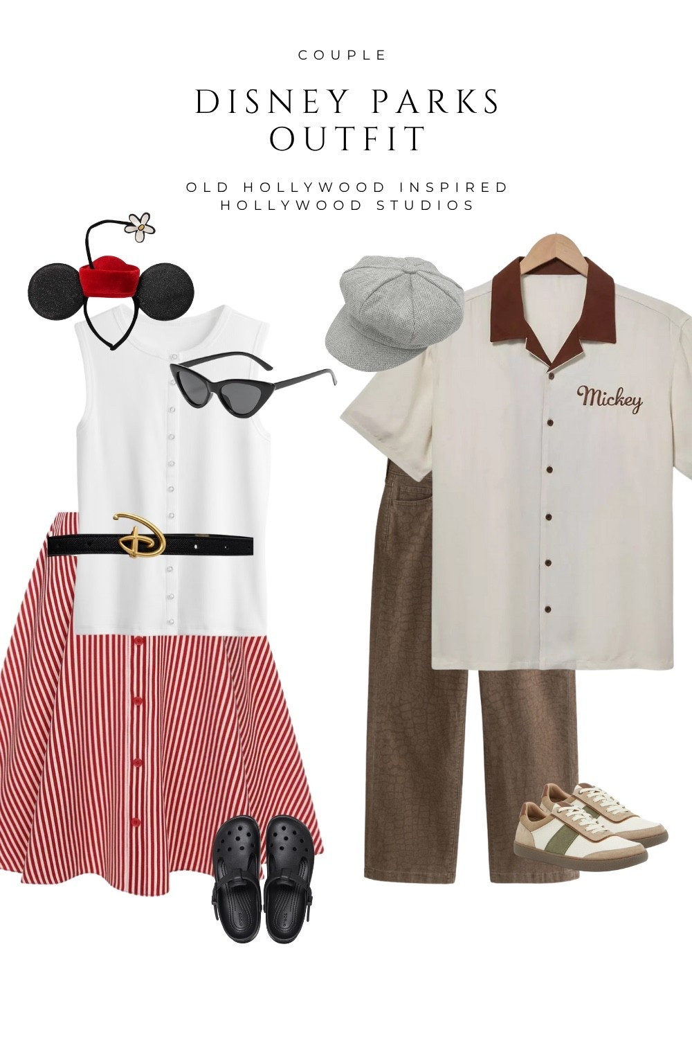 Old Hollywood Disney Parks Outfit | Couple Style
Step into Hollywood Studios in timeless Disney style! This vintage-inspired couple outfit channels Old Hollywood charm with a modern Disney twist. Perfect for Disney date days, Dapper Day, or park photos. Shop the Minnie-inspired red and white skirt, Mickey button-up, and comfy park shoes to stay stylish and comfortable all day. Enough a date at the brown derby and then ride the tower of terror for me  

#LTKU #LTKTravel #LTKMens