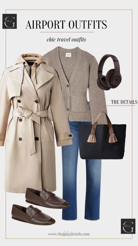 Travel outfit idea / trench coat, jeans, tote, cardigan 

#LTKstyletip #LTKover40 #LTKtravel