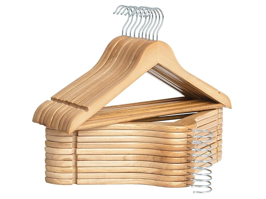 StorageWorks Wooden Hangers 20 Pack, Wood Coat Hanger for Coats, Shirts, Jackets, Pants, Suits, N... | Amazon (US)