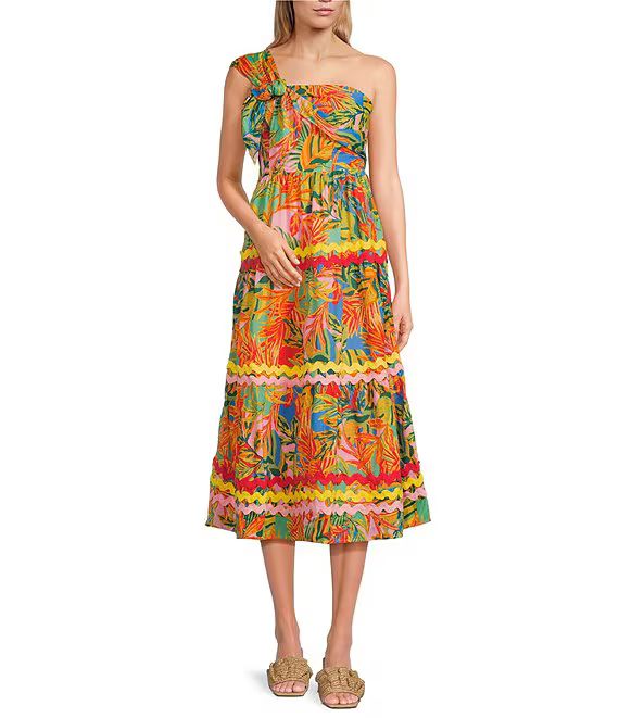 Paloma One Shoulder Tiered Midi Dress | Dillard's