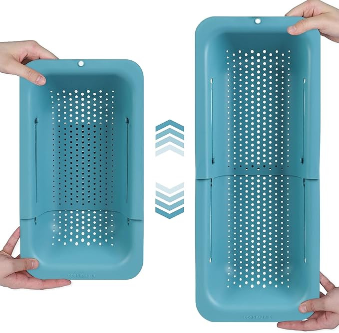 BLUE GINKGO Over the Sink Colander Strainer Basket - Wash Vegetables and Fruits, Drain Cooked Pas... | Amazon (US)