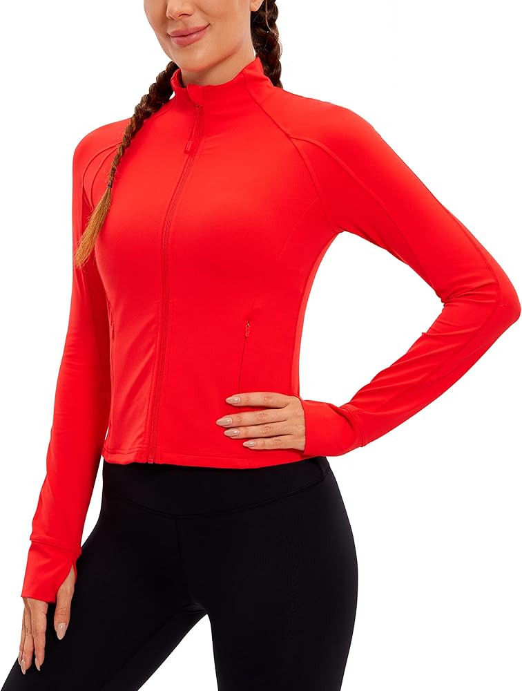 CRZ YOGA Butterluxe Womens Cropped Slim Fit Workout Jackets - Weightless Track Athletic Full Zip ... | Amazon (US)