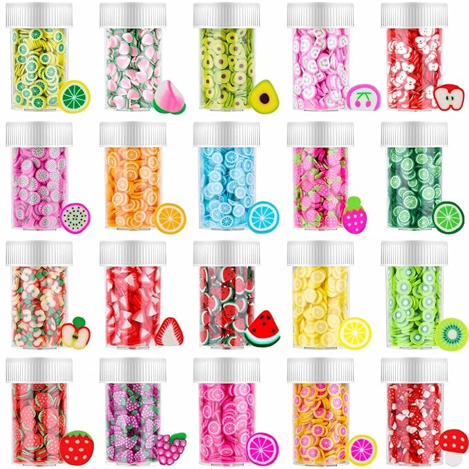 16000 Pcs Fruit Nail Art Slices, Acejoz 20 Styles Fruit Slime Charms Fimo Slices 3D Polymer Slice... | Amazon (US)