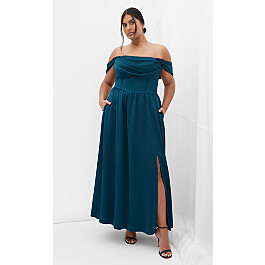 Angel Love Off Shoulder Maxi Dress - emerald | City Chic Online