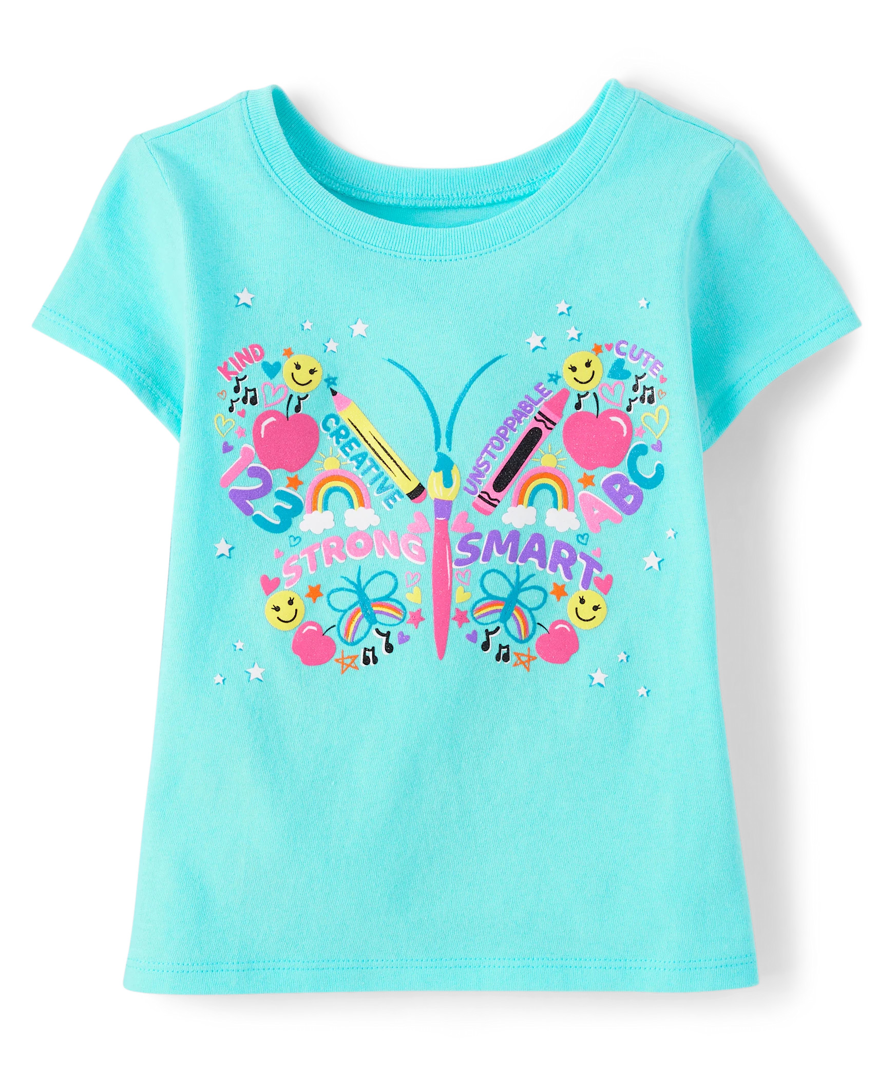 Baby And Toddler Girls Butterfly Graphic Tee - pastelblue | The Children's Place