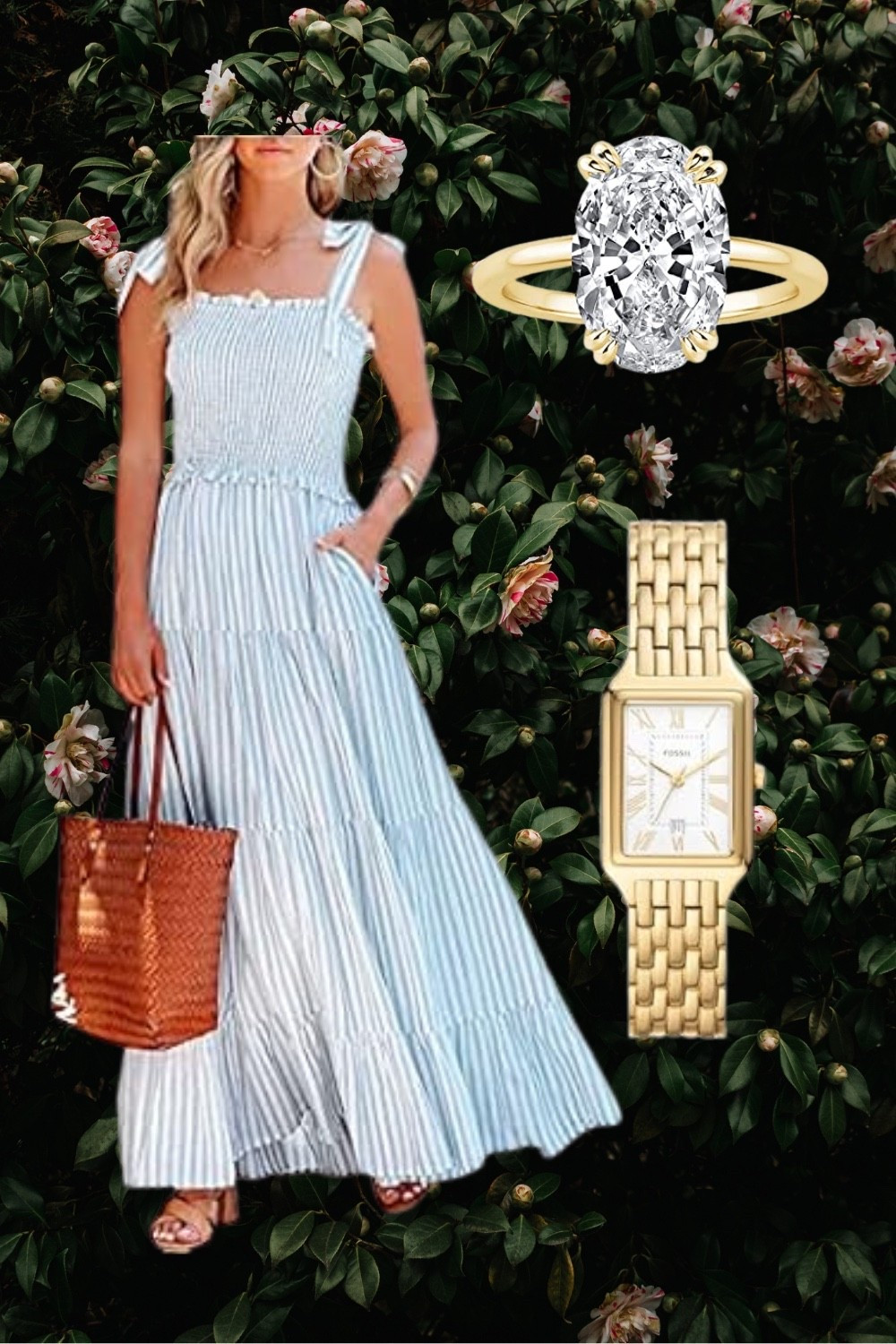 Look for Less! 
The blue and white striped dress Taylor Swift wore during her engagement is beautiful, but sold out. 
Her gold Cartier watch will never be in my budget. 💛😅

These are my favorite Look for Less options!

#cotton #taylorswift #engagement #shesaidyes #lookforless #amazonfinds #romantic 

#LTKWedding #LTKFindsUnder50 #LTKSaleAlert