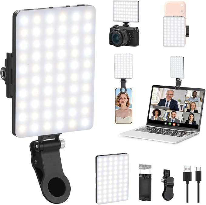 Newmowa 60 LED High Power Rechargeable Clip Fill Video Conference Light with Front & Back Clip, A... | Amazon (US)