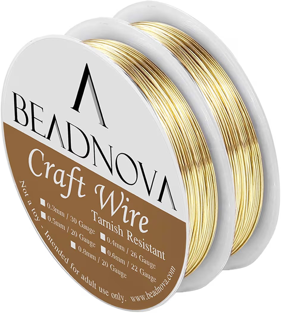 BEADNOVA Bare Copper Wire Tarnish Resistant Jewelry Making Wire (Gold Plated, 22 Gauge) | Amazon (US)