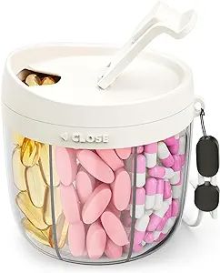 Cute Pill Dispenser with 7 Large Compartments, Portable Pill Bottle Organizer with Wide Opening f... | Amazon (US)