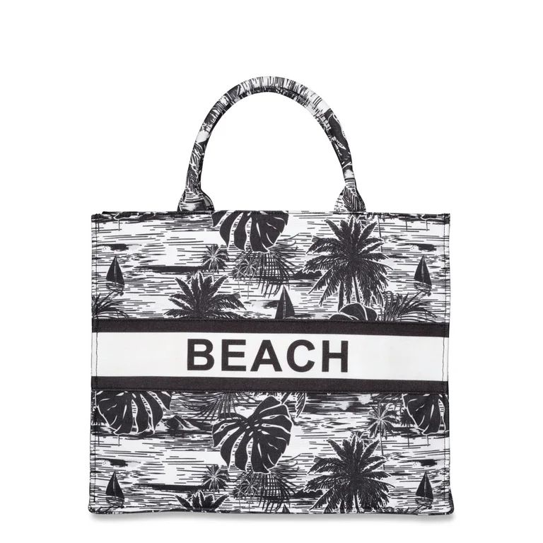 London Fog Women's Beach Canvas Tote Bag, Black | Walmart (US)