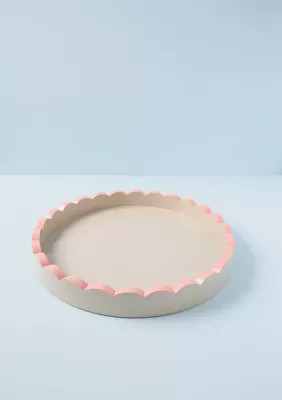 Crown & Ivy™ Sewing Down South x Crown & Ivy™ Scalloped Two-Tone Round Tray | Belk