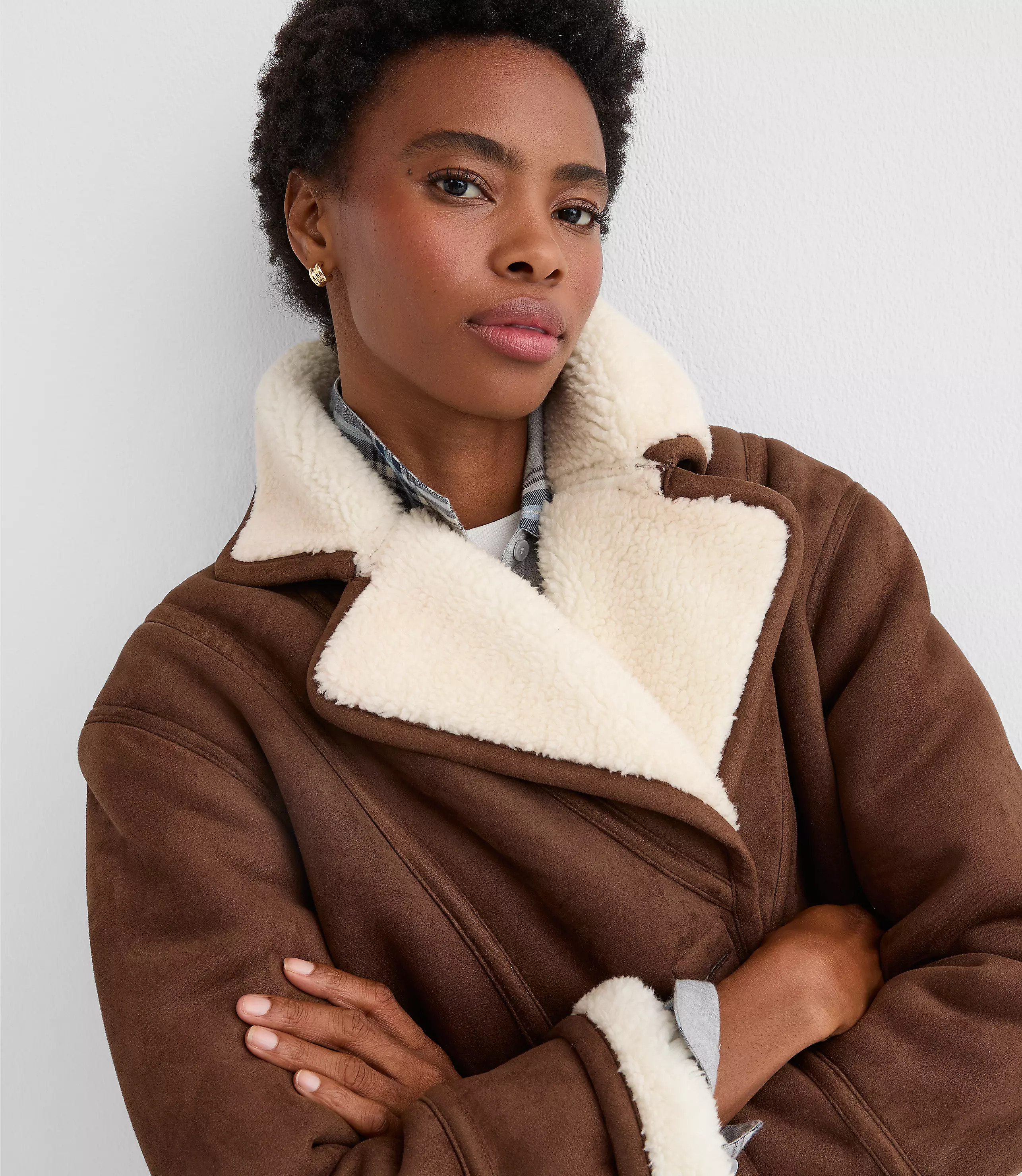 Tall Faux Suede Sherpa Jacket | LOFT