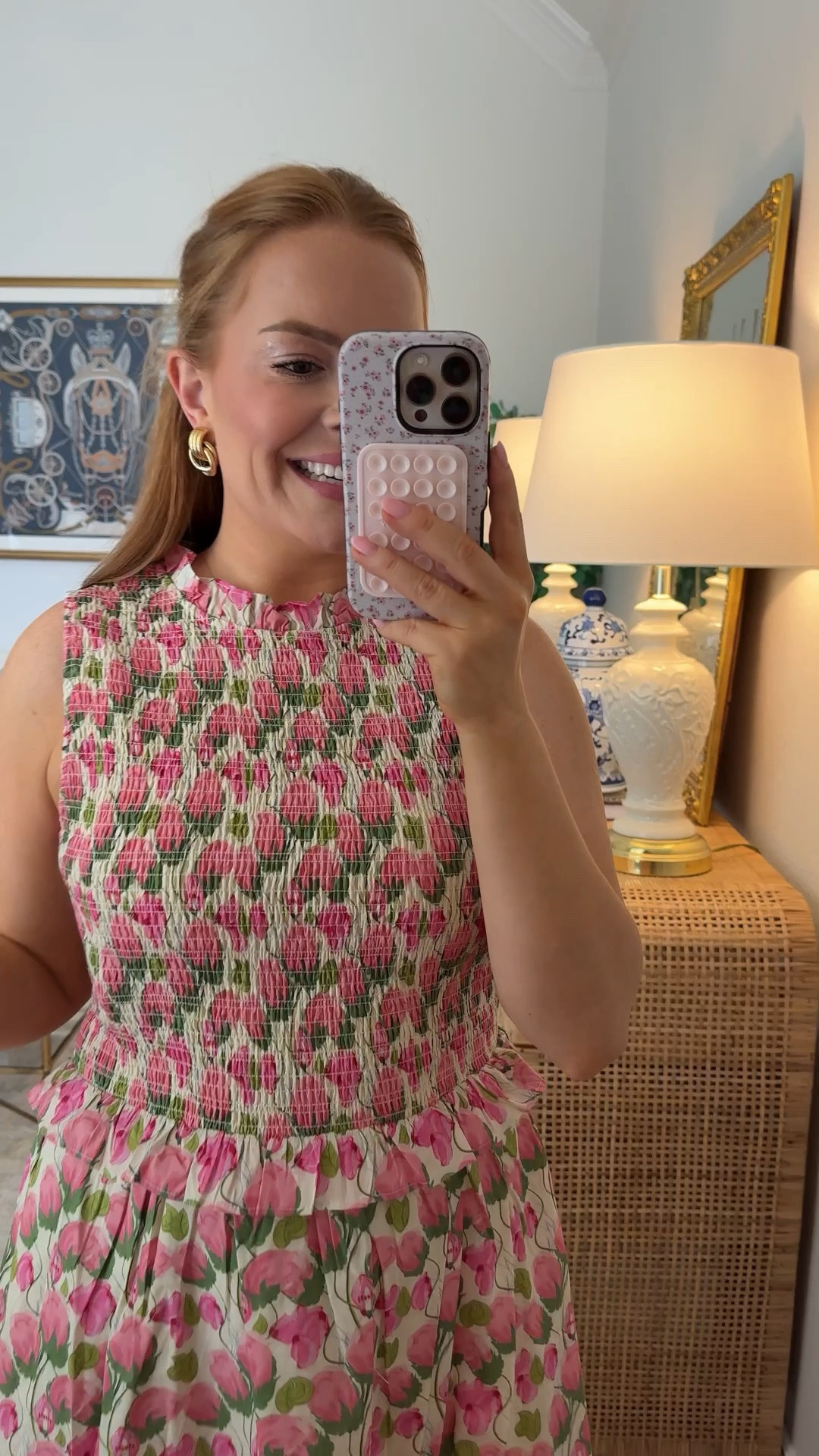 Pink floral smocked Tuckernuck midi dress under $200 🌸 The sweetest spring and summer dress for brunch, showers, vacation, or church. The smocked bodice and floral print make it super feminine and flattering.

Fit & Fabric Notes:
• True to size with stretchy smocked bodice
• Fitted through the bust with flowy skirt
• Lightweight cotton fabric
• Midi length
• Comfortable and breathable for warm weather

Tuckernuck dress, pink floral dress, spring midi dress, summer brunch outfit, shower guest dress, feminine floral dress

#LTKmomlife #LTKootd #LTKTravel