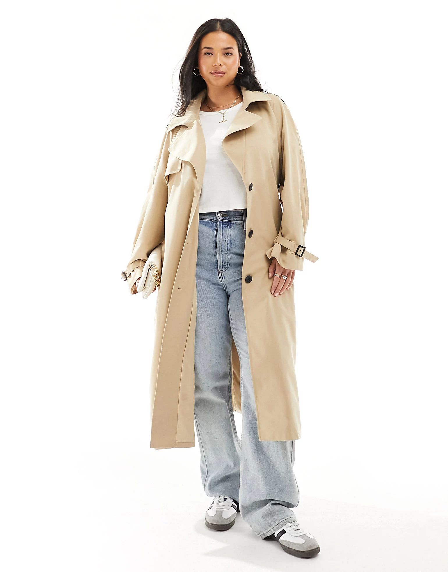 ONLY Curve longline trench coat in beige  | ASOS | ASOS (Global)