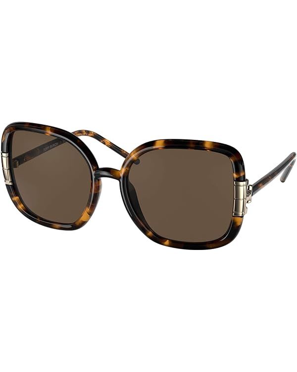 Tory Burch TY9063U Women's Sunglasses Dark Tortoise/Solid Brown 56 | Amazon (US)