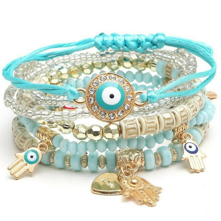 Bohemian Bracelet Sets for Women  Stackable Stretch Bracelets Multi-color Boho Jewelry for Women ... | Walmart (US)