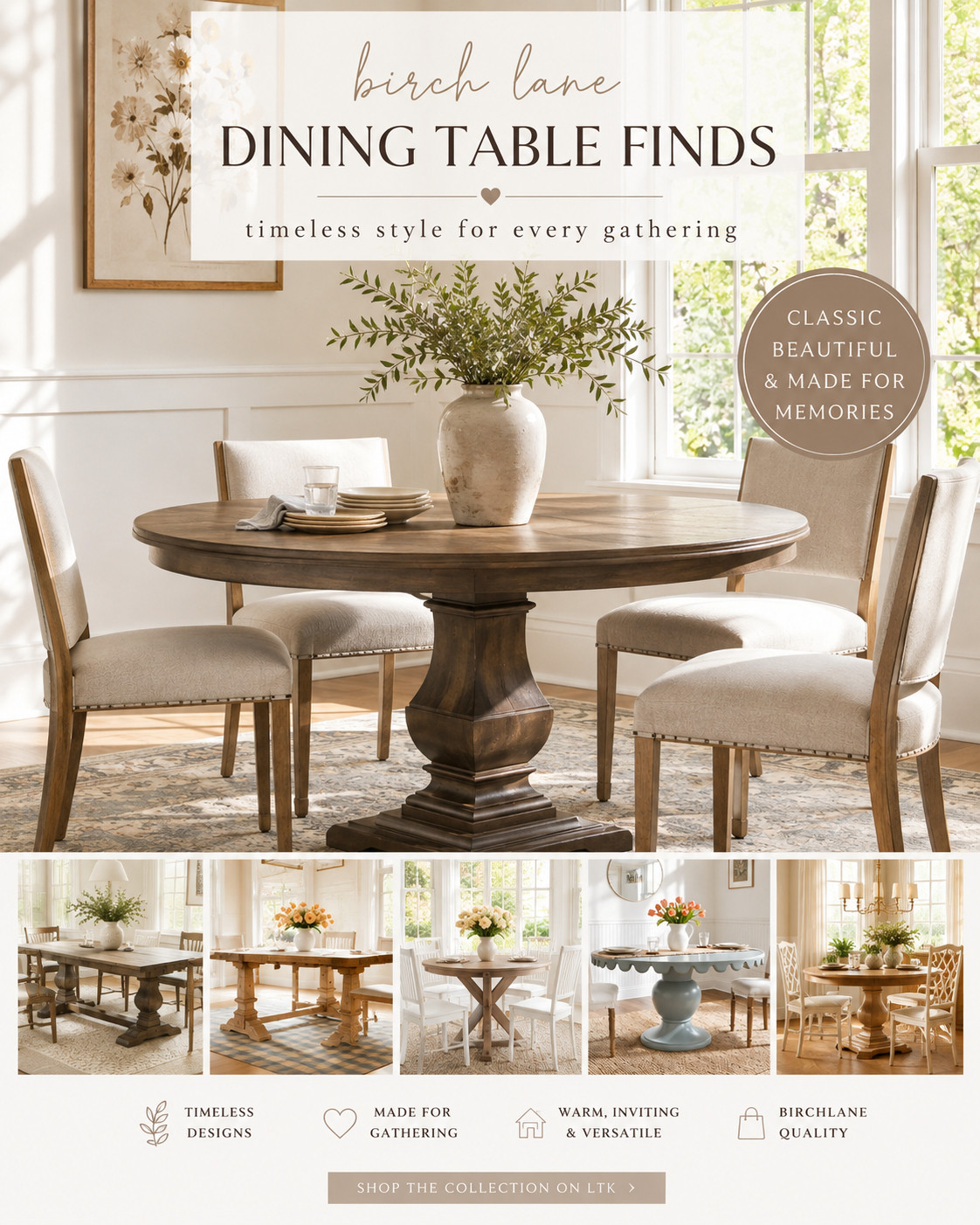 Hosting season is calling and these Birch Lane dining tables are EVERYTHING 🤎🍽️ From timeless farmhouse styles to elevated modern classics, these pieces make every dinner feel special. Perfect for holiday hosting, cozy gatherings, or upgrading your everyday dining space. Clean, elegant, and so effortlessly chic ✨

#birchlanefinds #diningroomgoals #hostinginspo #fallhosting #homedecorideas #diningtabledecor #modernhome #neutraldecor #cozyinteriors #ltkhome #ltkdecor #ltkstyle #furniturefinds #homestyleinspo #tablesetting #interiordesignideas #falltable #cozyspaces #homeaesthetic #homeinspiration #decorinspo #minimalhome #warmtones #homesweethome #dininginspo #stylishhome #interiorlovers 

 #LTKSeasonal #LTKHome #LTKSaleAlert