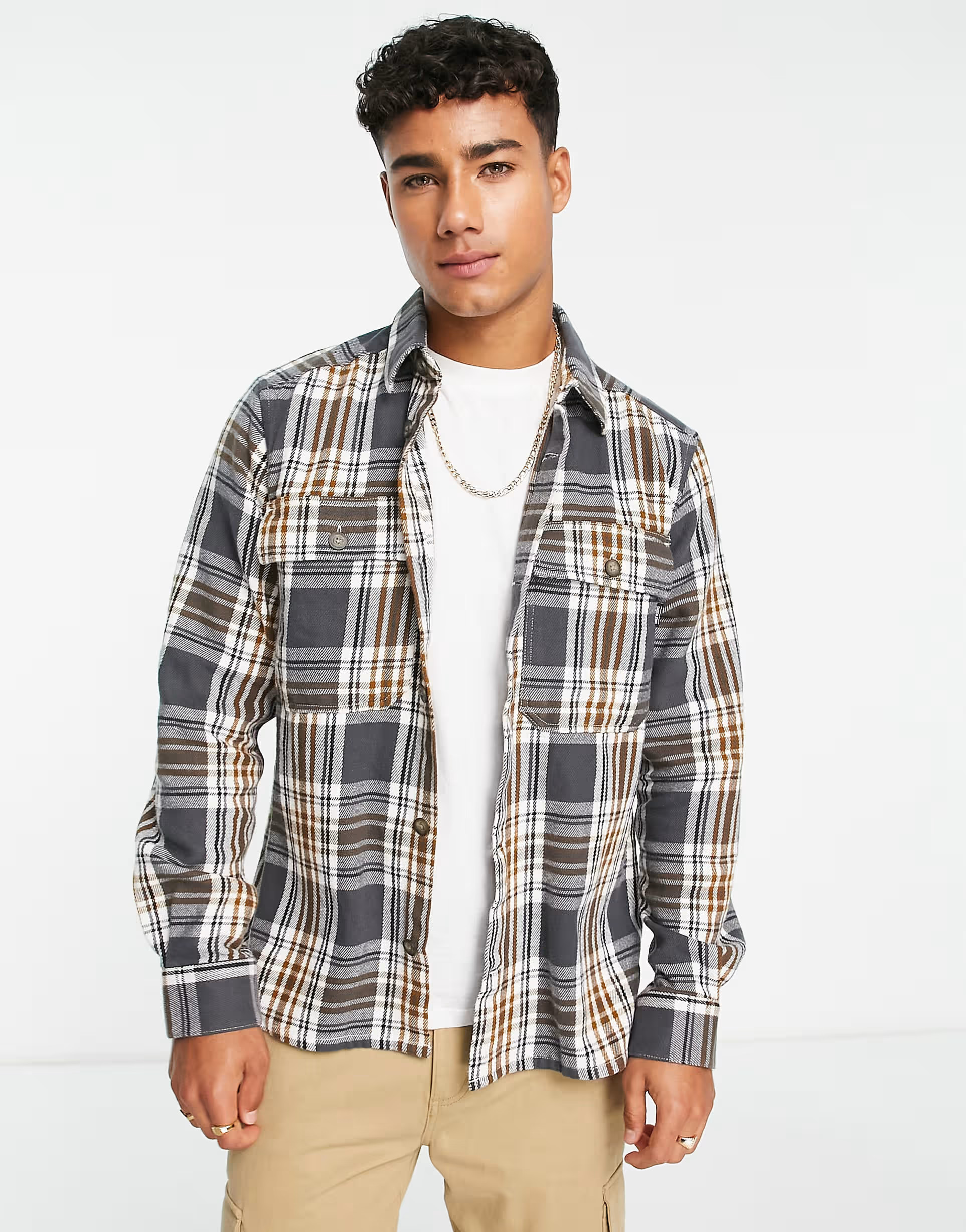 Only & Sons flannel overshirt in gray check   | ASOS | ASOS (Global)