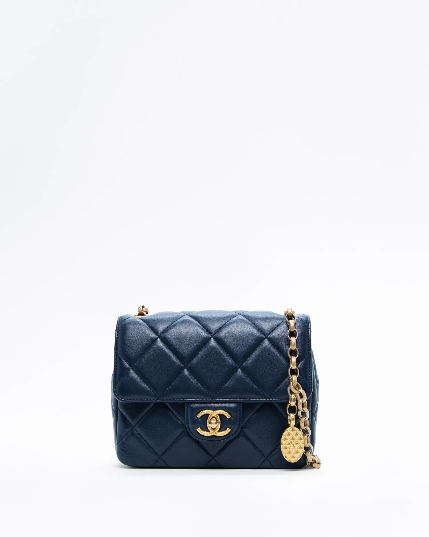 Lambskin Quilted Medallion Square Flap Bag | Vivrelle