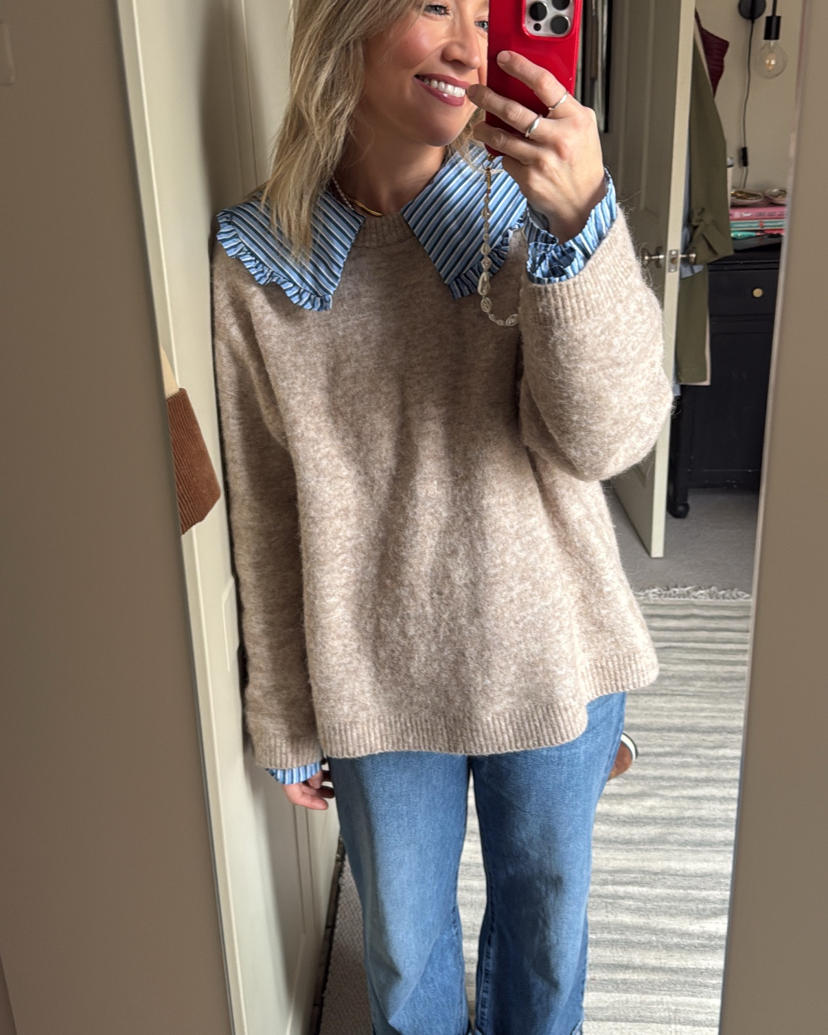 Winter layering ❄️ outfit & sizing details below:
Pyjamas - Amelia Jane London, size M
Jeans - Uniqlo, size 26
Blouse - ASOS, size S
Alpaca wool jumper - Arket, size M
Socks - Anthropologie 
Jewellery - Carrie Elizabeth 
Bag - Anxious Preoccupied 

#LTKwinter #LTKstyletip #LTKuk