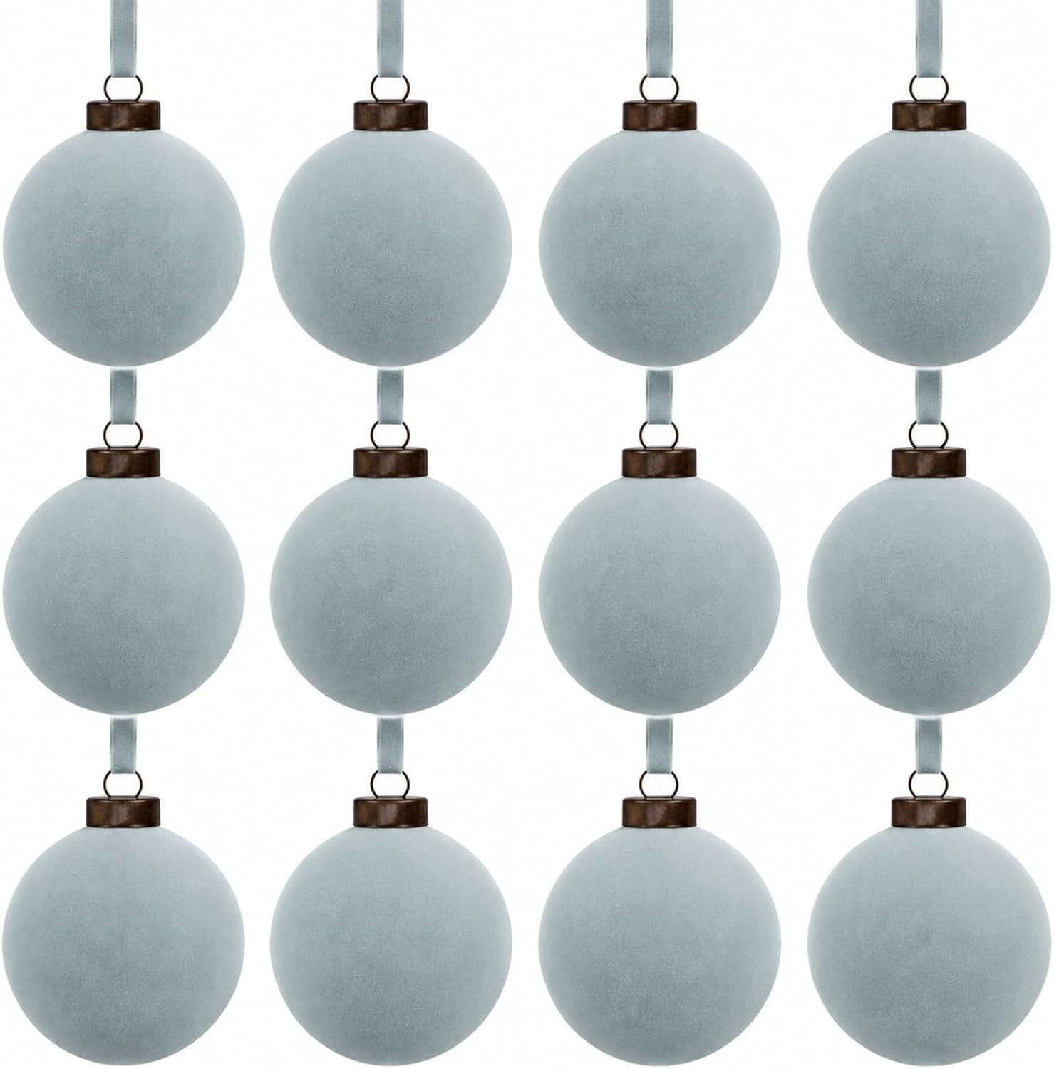 Velvet Christmas Balls Bulk Shatterproof Plastic Christmas Tree Decorations for Decorative Hanging Baubles (12, Haze Blue, 2.36Inch) | Amazon (US)