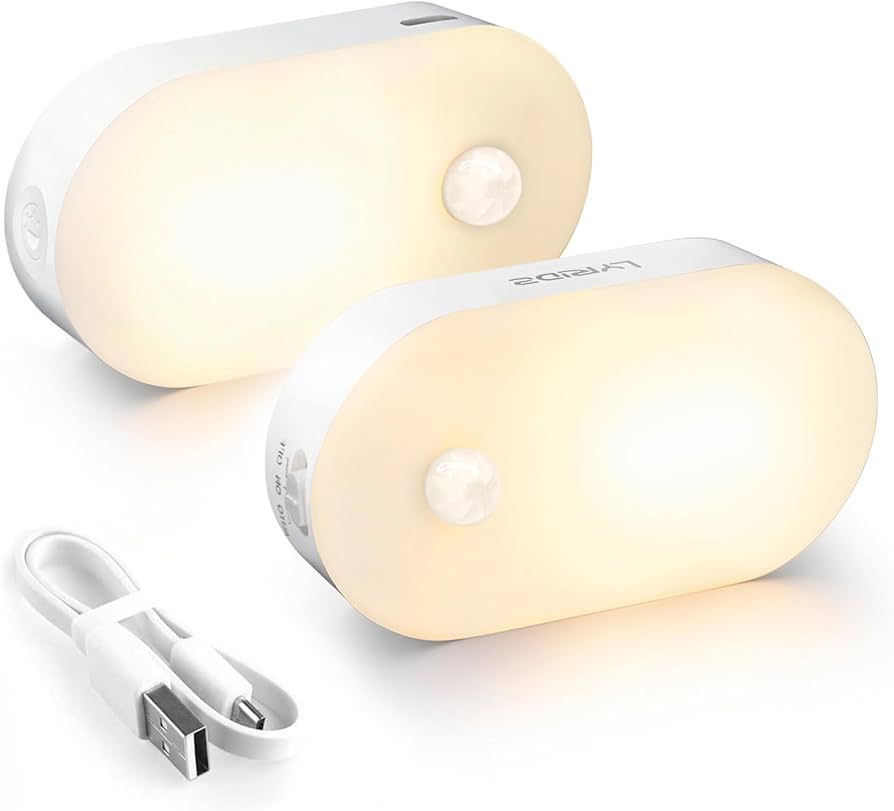 Lyridz Rechargeable Battery Night Light, Stick on Mini Motion Sensor Light Indoor Warm White 1-20... | Amazon (US)