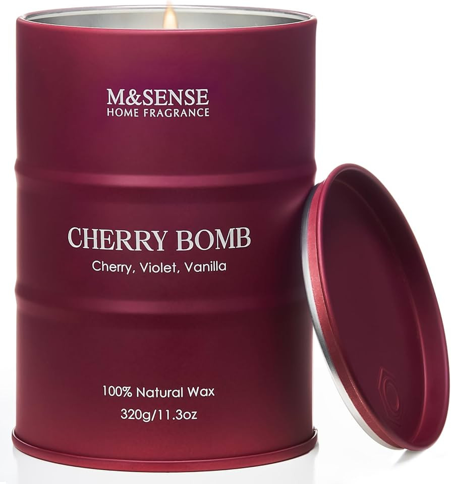 M&SENSE Cherry Bomb Scented Candles, Sweet Candles for Home Scented, Natural Soy Wax Candle, Cand... | Amazon (US)