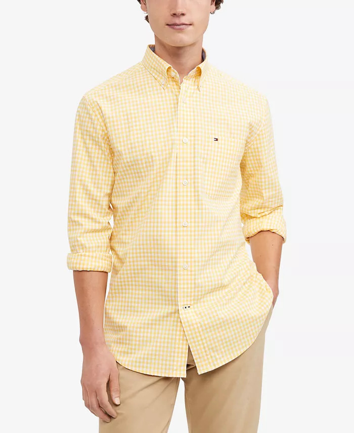 Men's Long-Sleeve Twain Gingham Check Classic Fit Shirt | Macys (US)