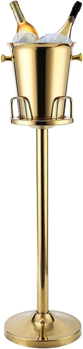 Gold Ice Bucket with Stand, large Champagne Ice Bucket 1.32 gal, Stainless Steel Ice Bucket, 3Ft ... | Amazon (US)