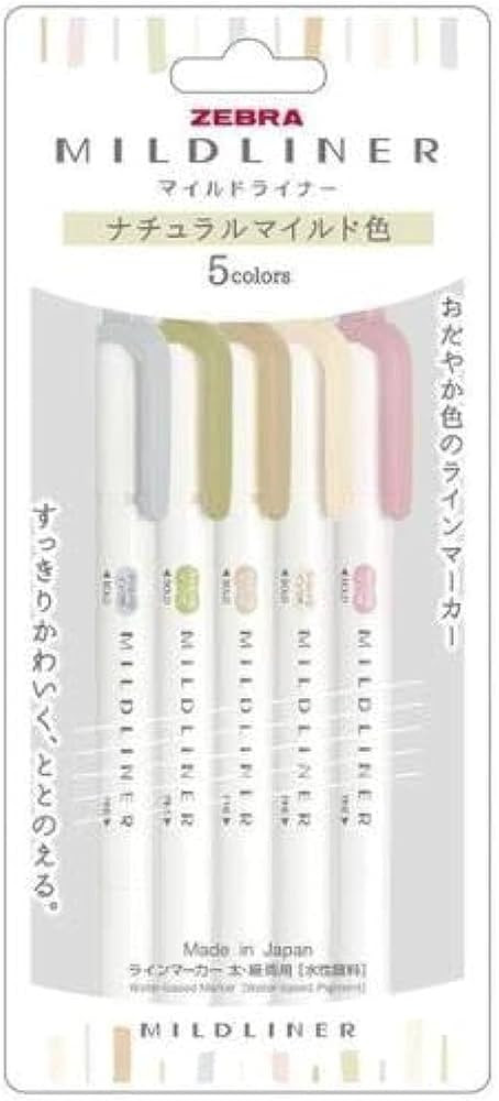 Zebra Line Marker, Thick & Fine Water Based Pigment, Mildliner, Natural Mild Colors, 5 Colors WKT... | Amazon (US)