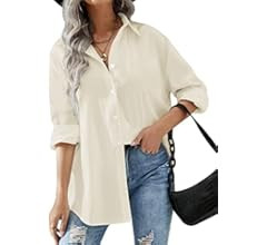 Hotouch Women Button Down Shirts Office Drop Shoulder Oversized Blouse Long Sleeve Boyfriend Dres... | Amazon (US)