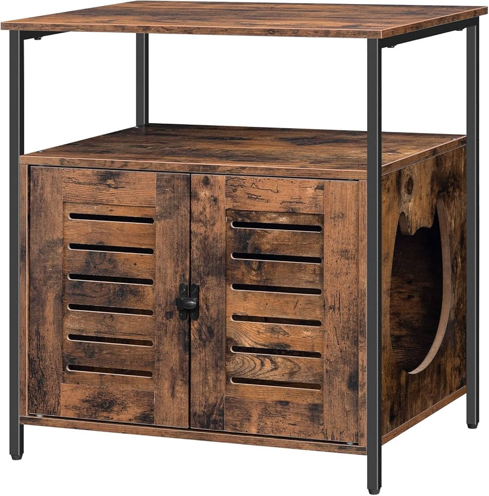 HOOBRO Litter Box Enclosure, Louvered Hidden Litter Box, Covered Cat Litter Box Furniture with Ex... | Amazon (US)