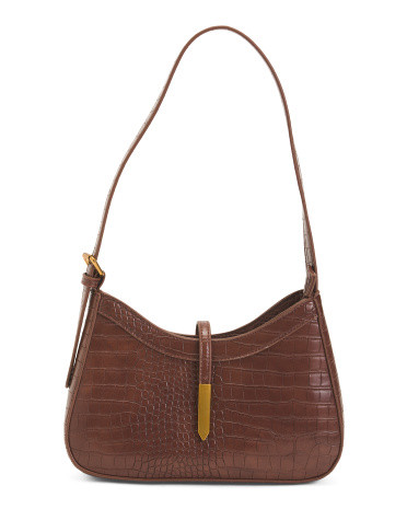 Leather Samantha Croc Embossed Shoulder Bag | TJ Maxx